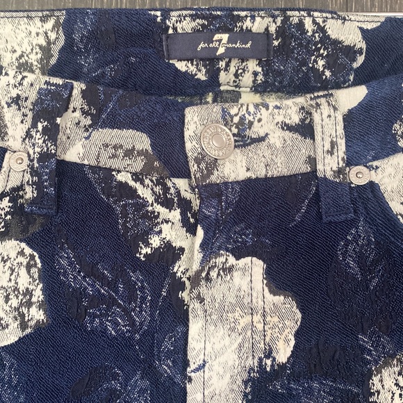 7 For All Mankind Navy Jacquard Ankle Skinny Pants - Picture 6 of 6